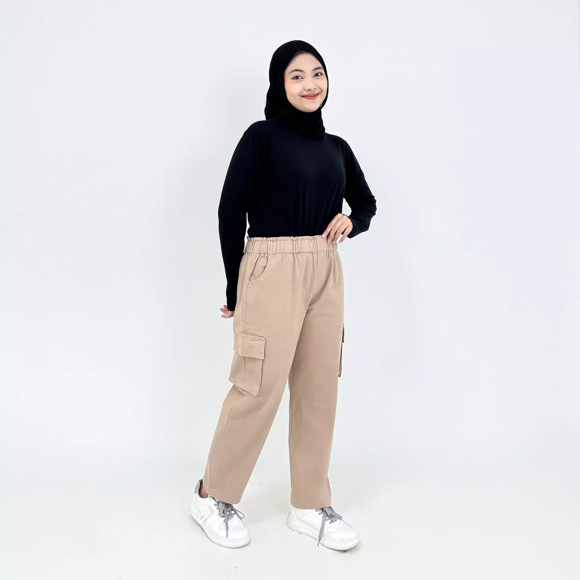 Luna Cargo Pants [COKLAT] Celana Panjang Katun Kargo Fit bb 43-87 Kg