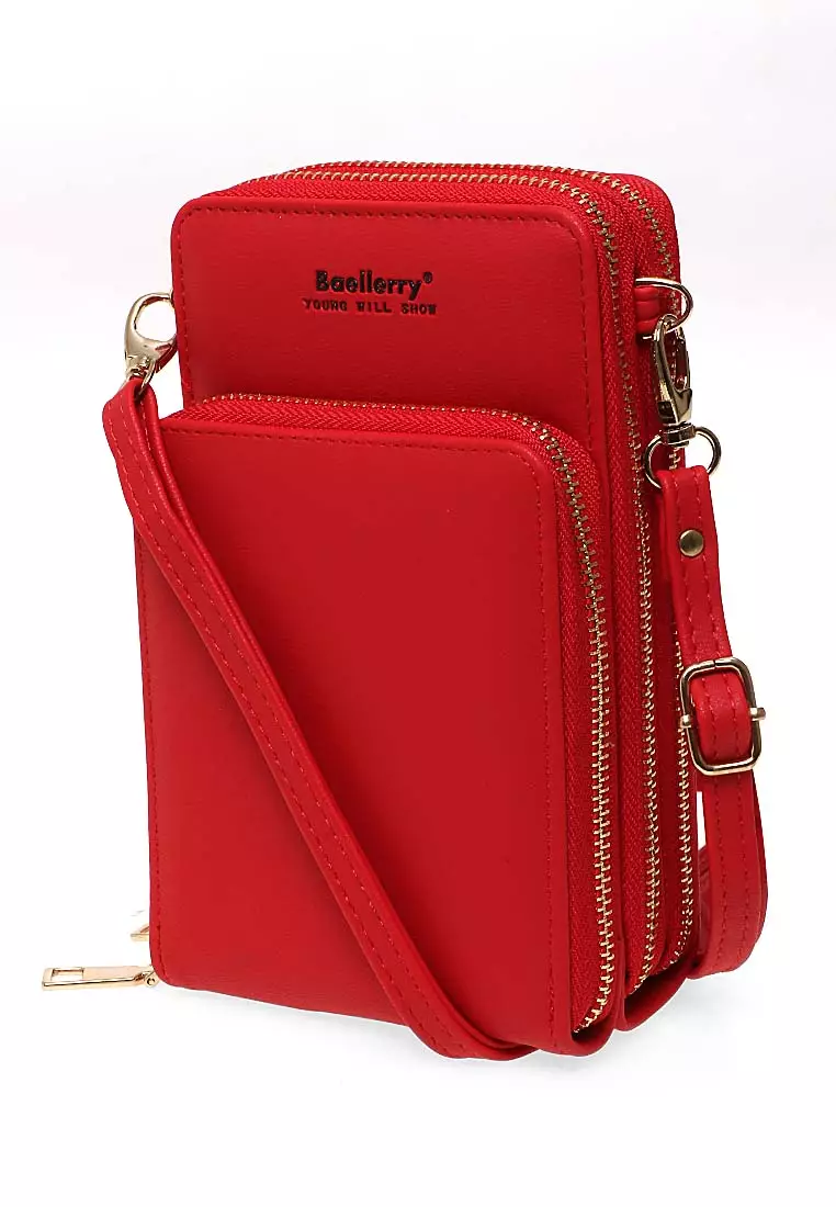 Sling Bag Tas Selempang Wanita Dompet Multifungsi 3 Zipper Material Leather Kulit ORIGINAL