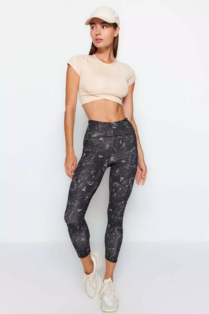 White discount printed leggings