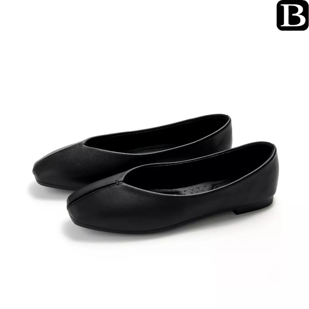 Sofia Meisa Leather Flat Shoes Black