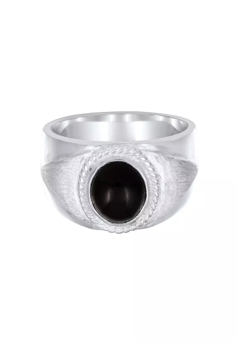Men's Silver Black Onyx Signet Ring