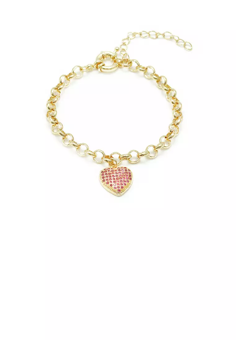 Gold heart clearance chain bracelet