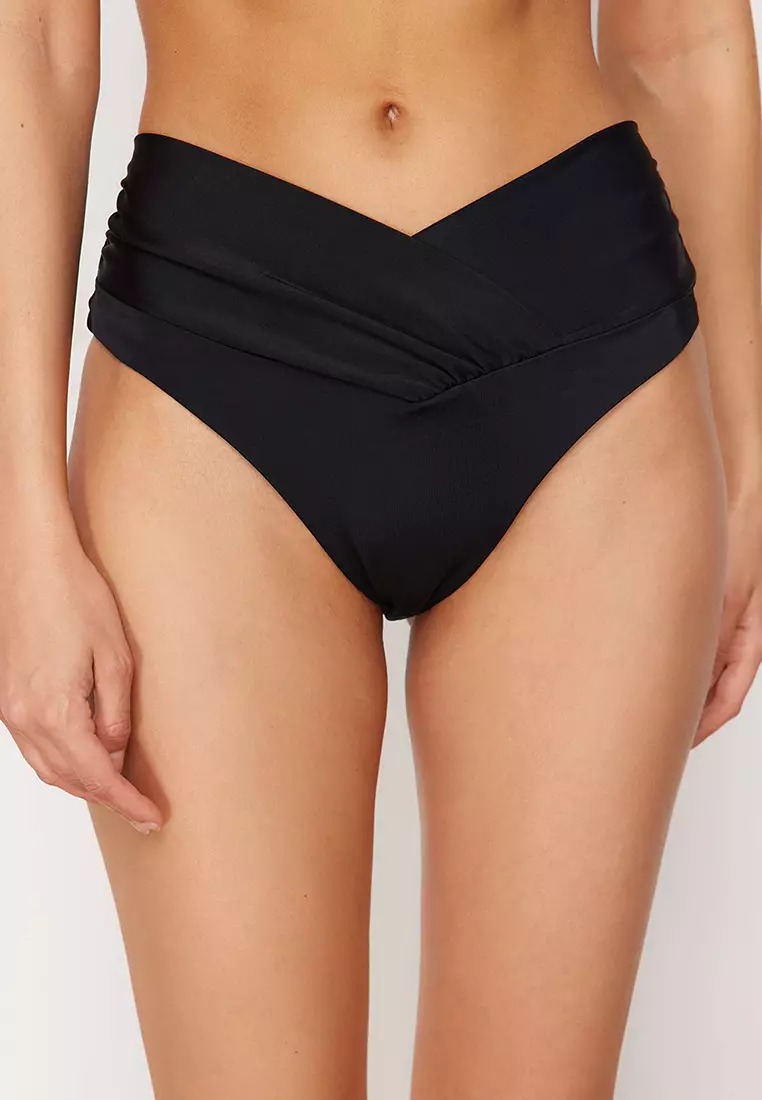 V-Cut Ruched Panel Bikini Bottom
