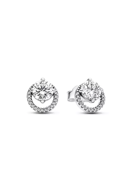Sparkling Round Halo Stud Earrings