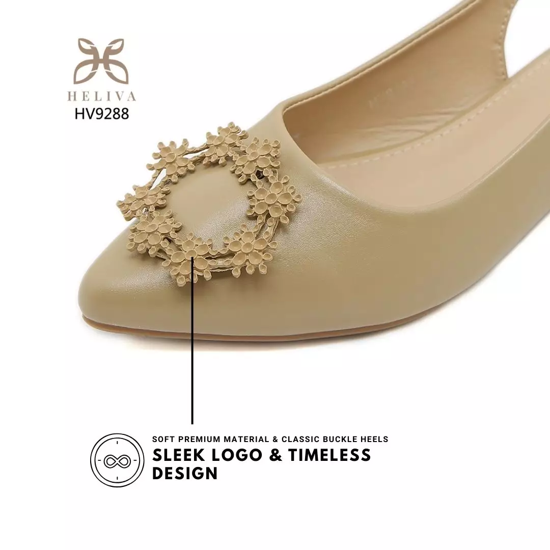 Heliva Rebecca Mules Shoes Sling Back  Frame Metal  Flower Sol 3cm HV9288