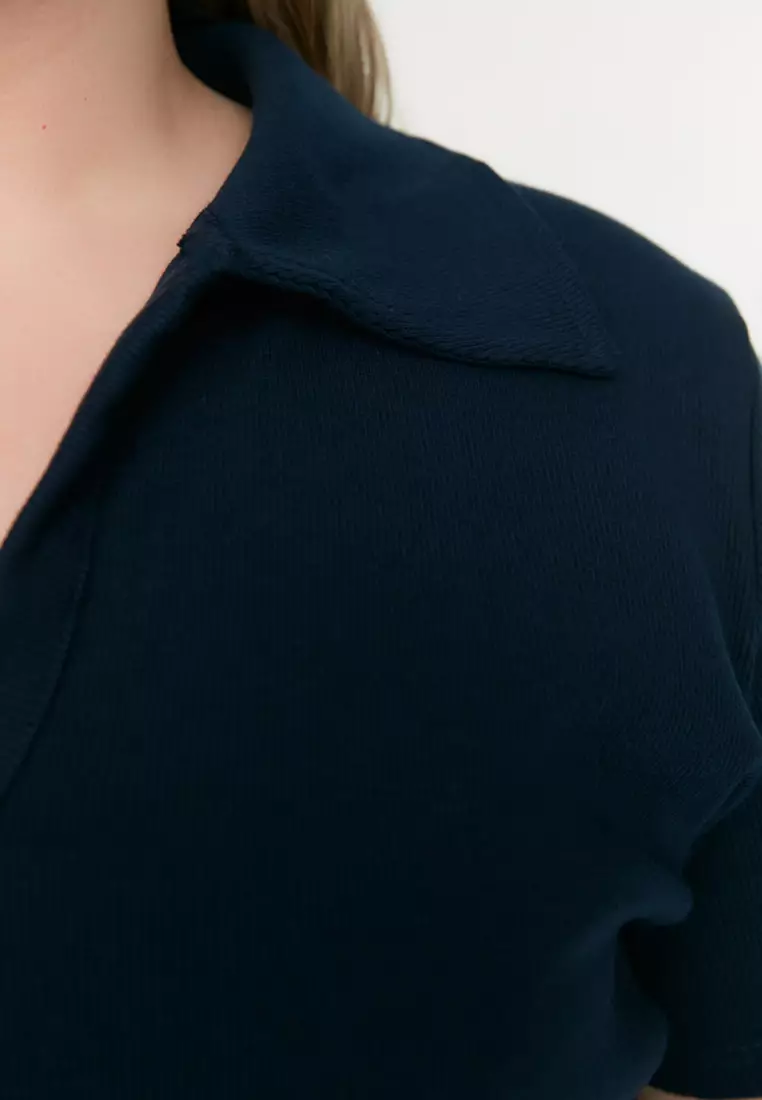 Plus Size Knitted Polo Shirt