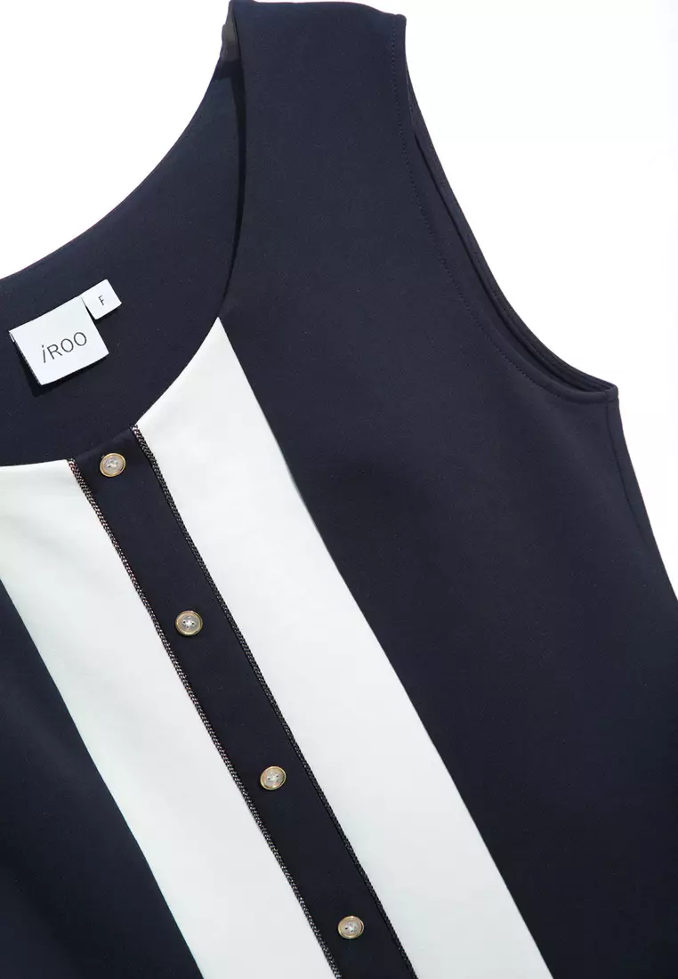 Navy Vest With Front Contrast Detail