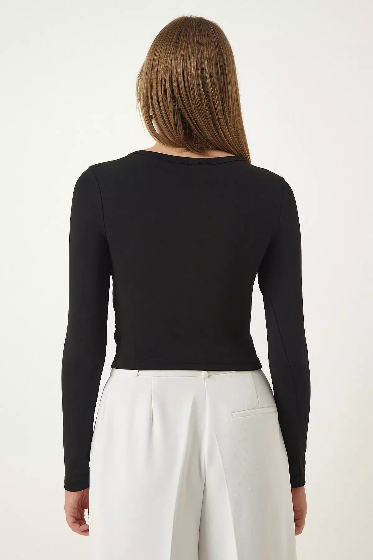 Long Sleeves Cut Out Crop Top