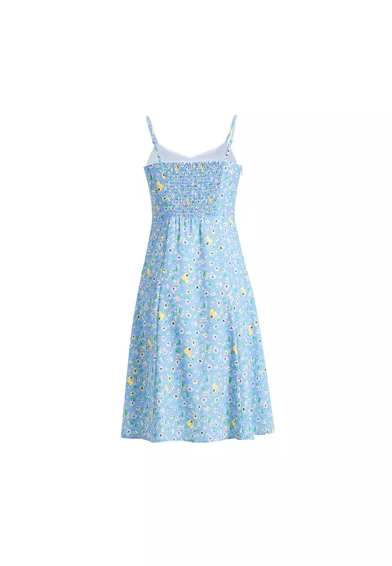 Sleeveless Summer Picnic Dress with Floral Print