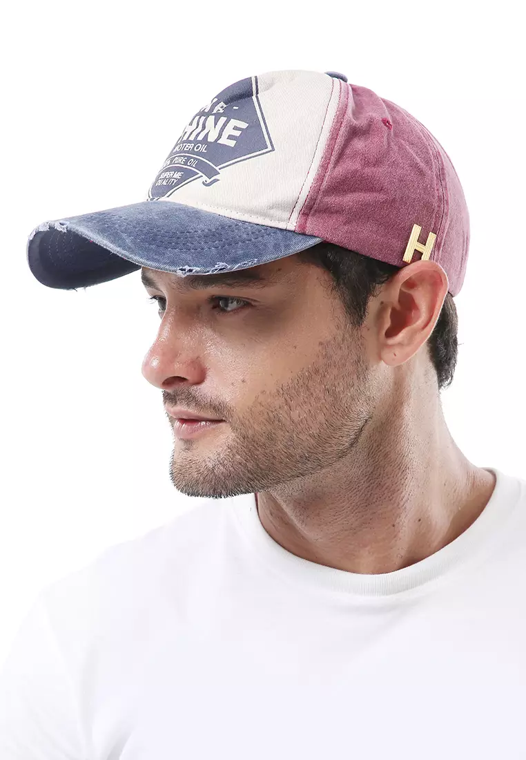 Jahari Topi Baseball Pria Wanita Vintage Design Resizable Strap Casual Cap Material Cotton ORIGINAL - Maroon Navy