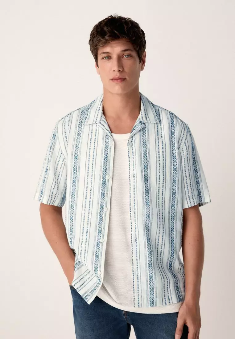 Short Sleeve Textured Stripe Shirt