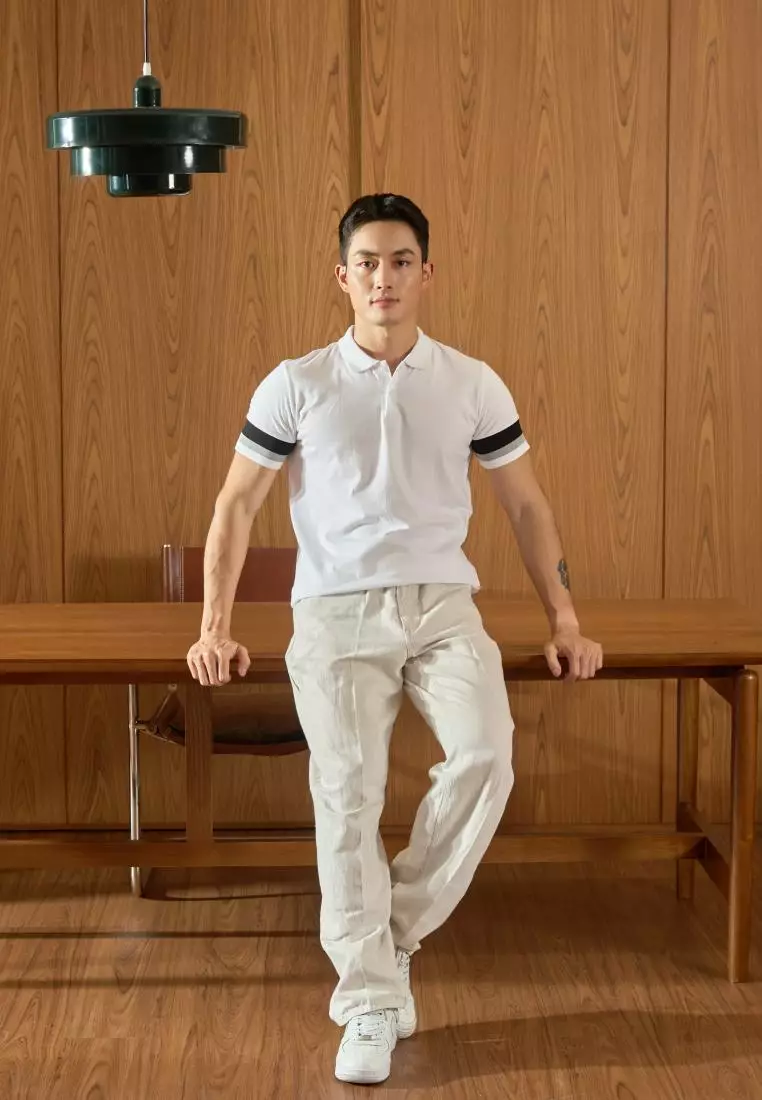 Kale Dion White / Polo Shirt  Pria / Kaos Kerah Casual