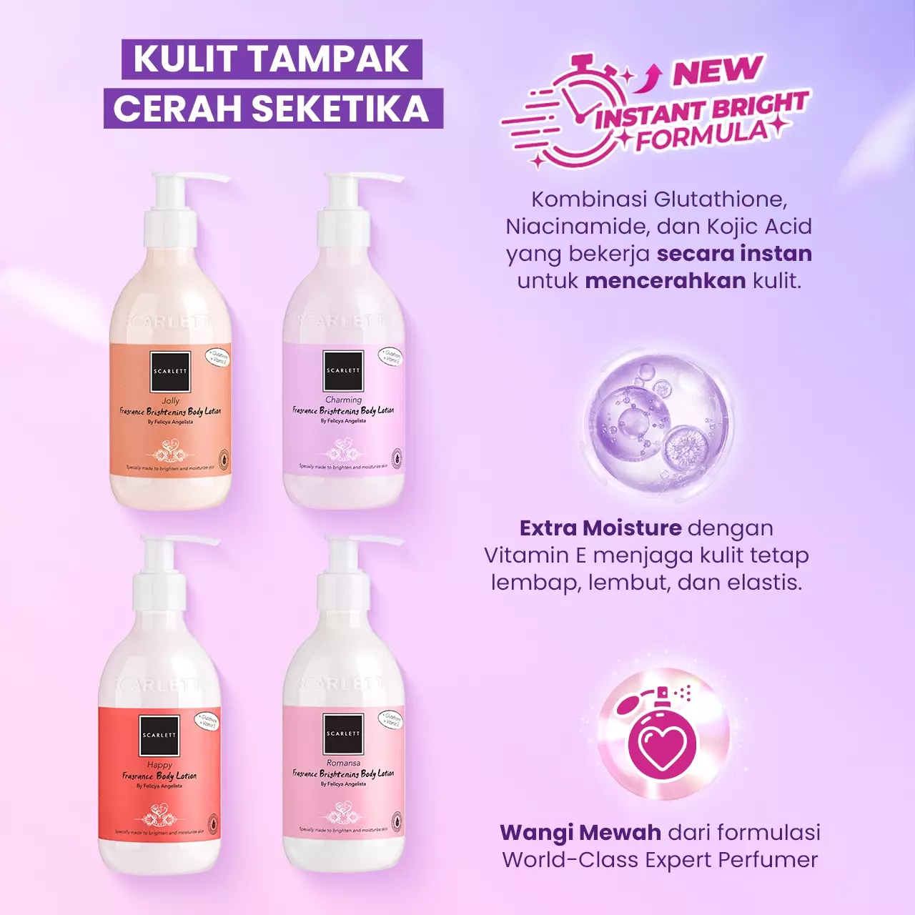 Scarlett Whitening Bundle Body Lotion + Body Scrub (Happy)