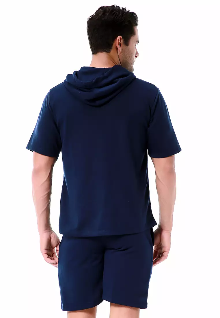 Vincent Setelan Hoodie Pria Sweatshirt Set Casual Motif Polos Material Baby Terry ORIGINAL - Navy