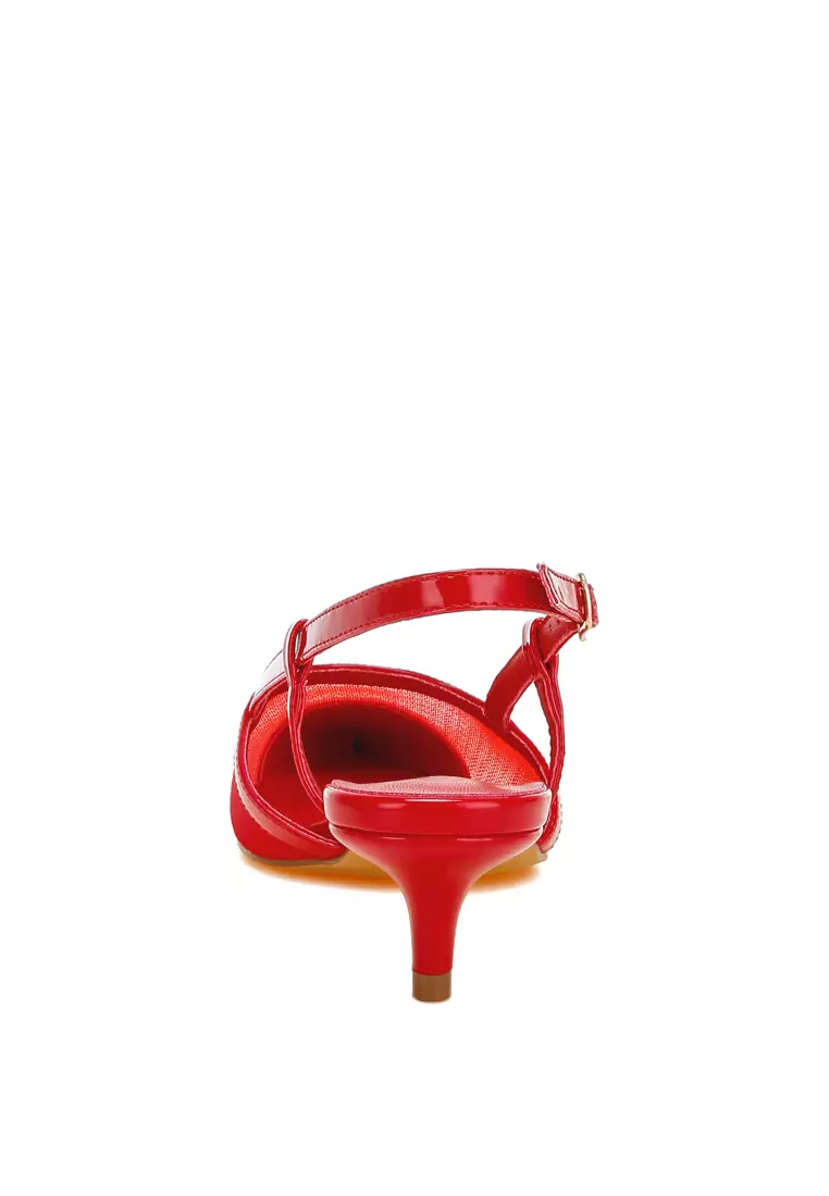 Sandal Slingback Jaring Warna Merah