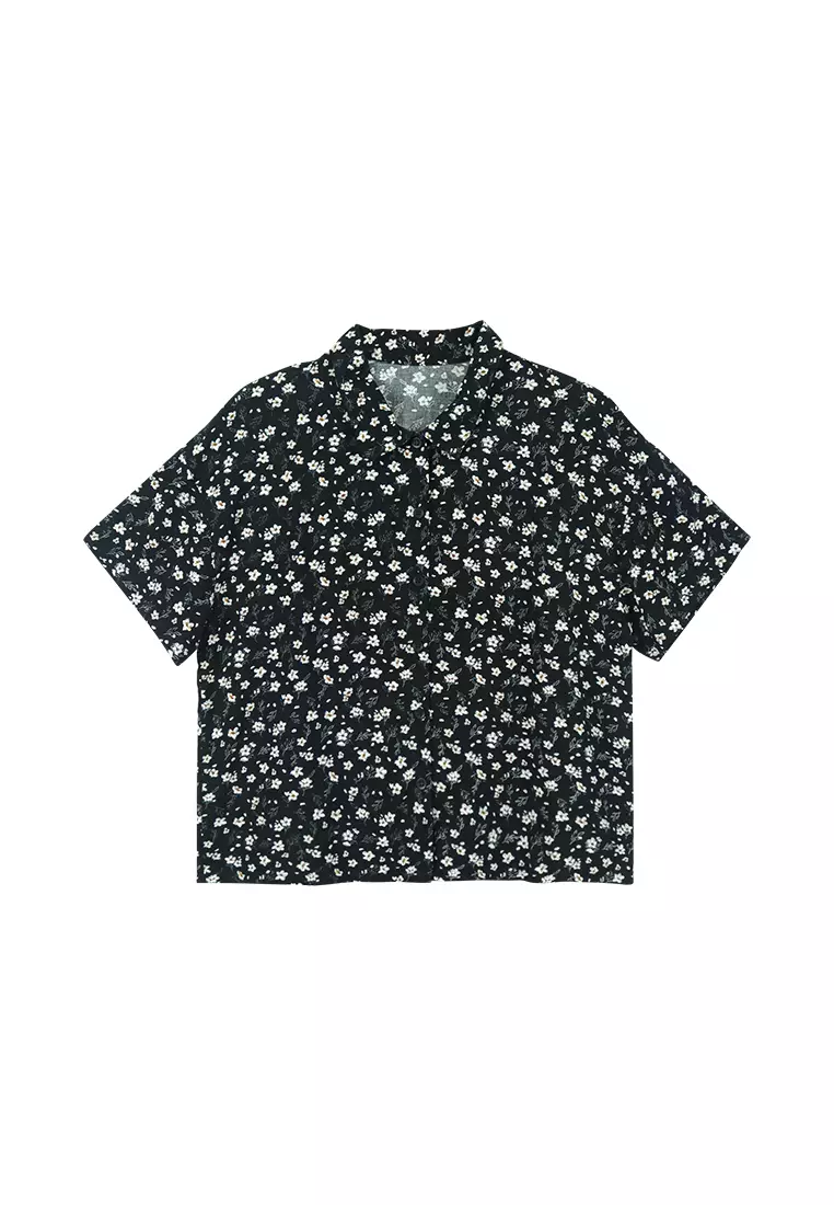 Buy POP Shop Ladies Linear Blooms Button Down Top Shorts