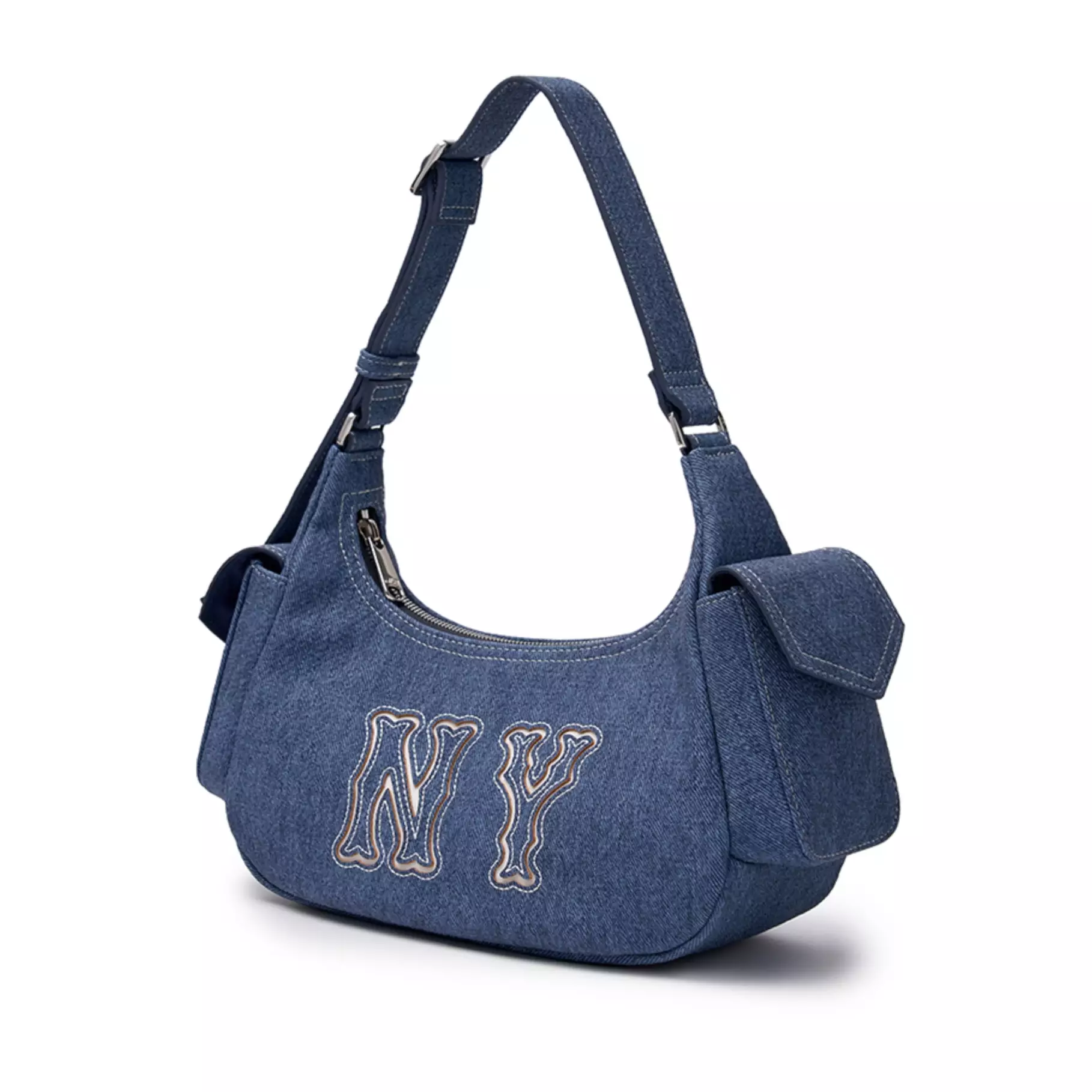 BASIC MEGA LOGO POCKET DENIM HOBO BAG NEW YORK YANKEES