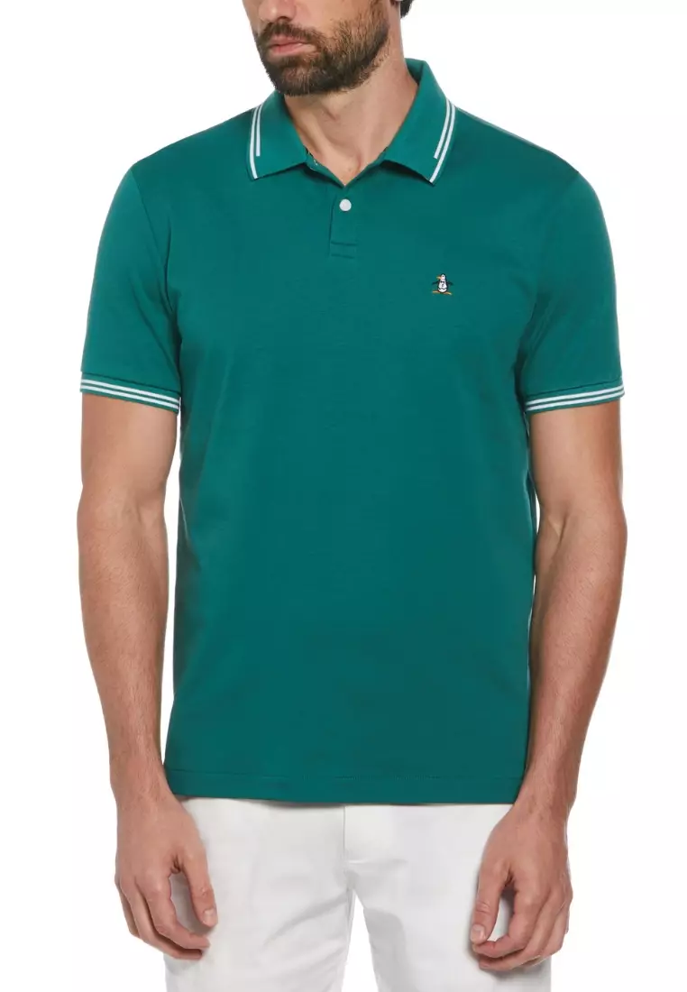 Organic Interlock Tipped Tv Pete Logo Short Sleeve Polo Shirt