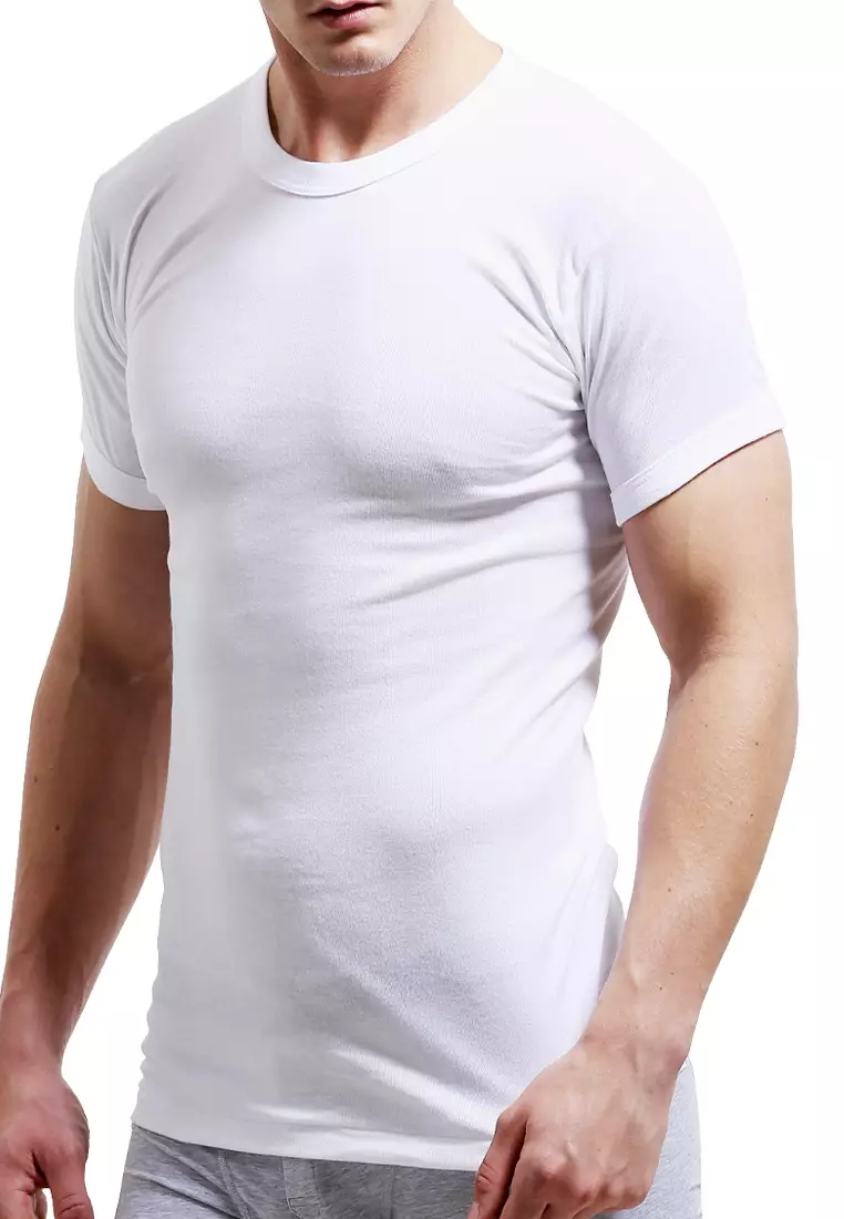 Buy FOREST (2Pcs) Forest Mens 100% Cotton Semi Fit Round Neck Inner Tee ...