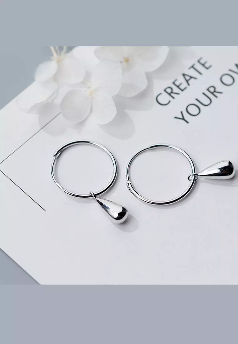 925 Silver Waterdrop Hoop Earrings JW AR-E6471