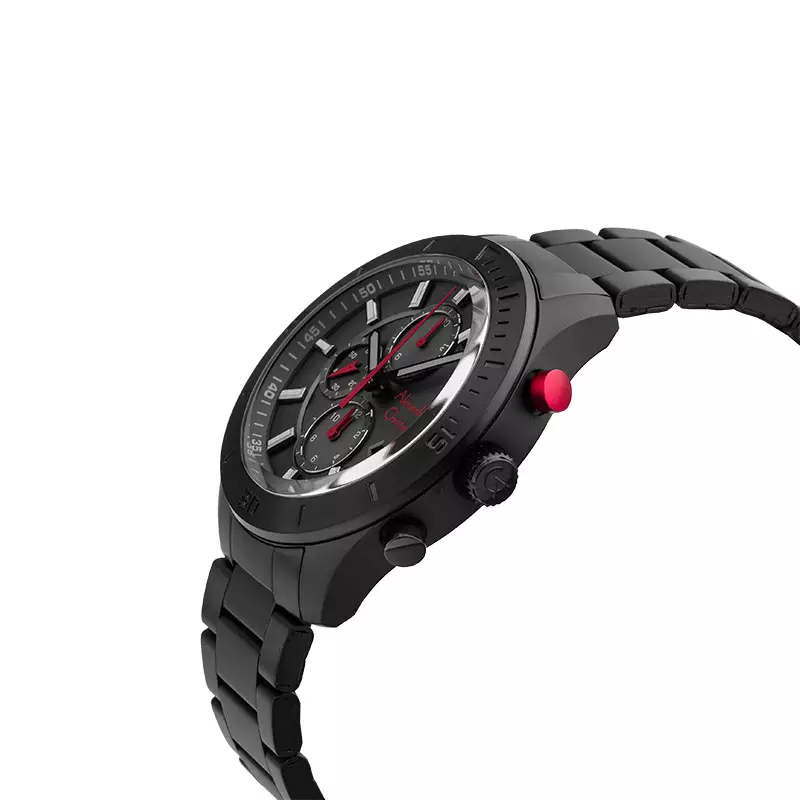Jam Tangan Pria Alexandre Christie AC 603 MC BIPBARE Chronograph Men Black Dial Black Stainless Steel Strap