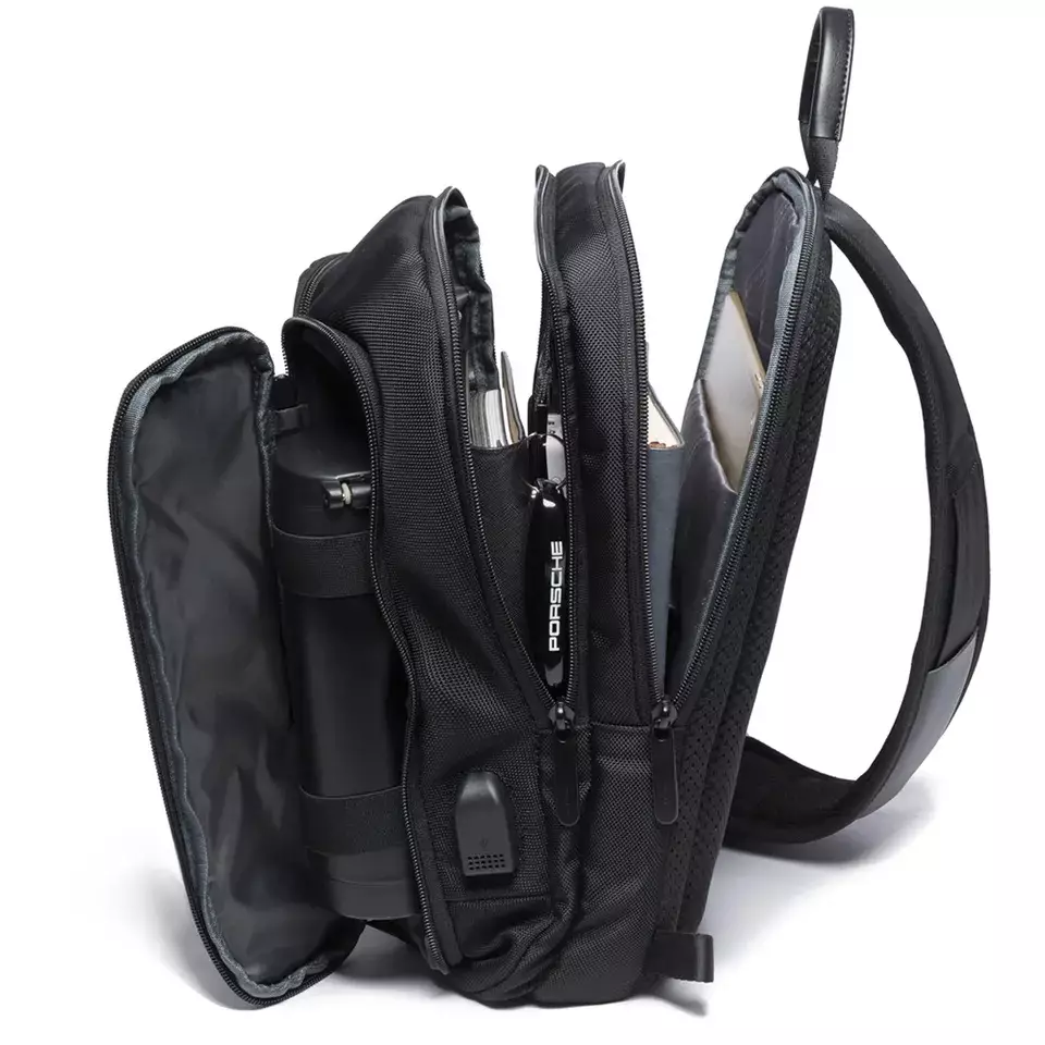 Bange BG7079 Tas Selempang Pria Waist Bag Pria Sling Bag Pria USB - BLACK