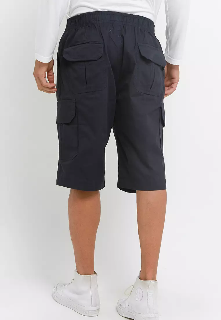 RBJ Celana Pendek Karet Cargo Cotton Biru Tua Pria