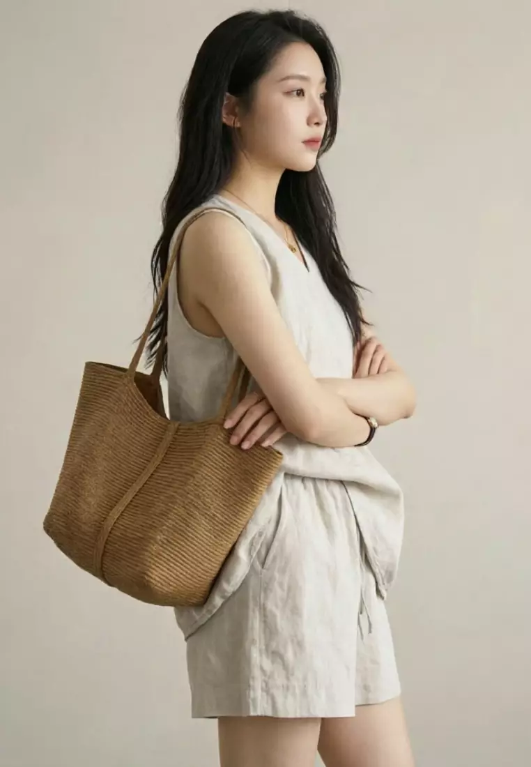 Korean-style Relaxed Linen Tank Top & Shorts Set CA26041054BE