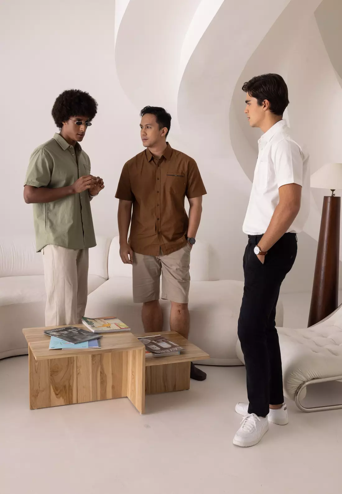 POLICE Kemeja Polos Cotton Twill Slub Coklat Regular Fit Pria