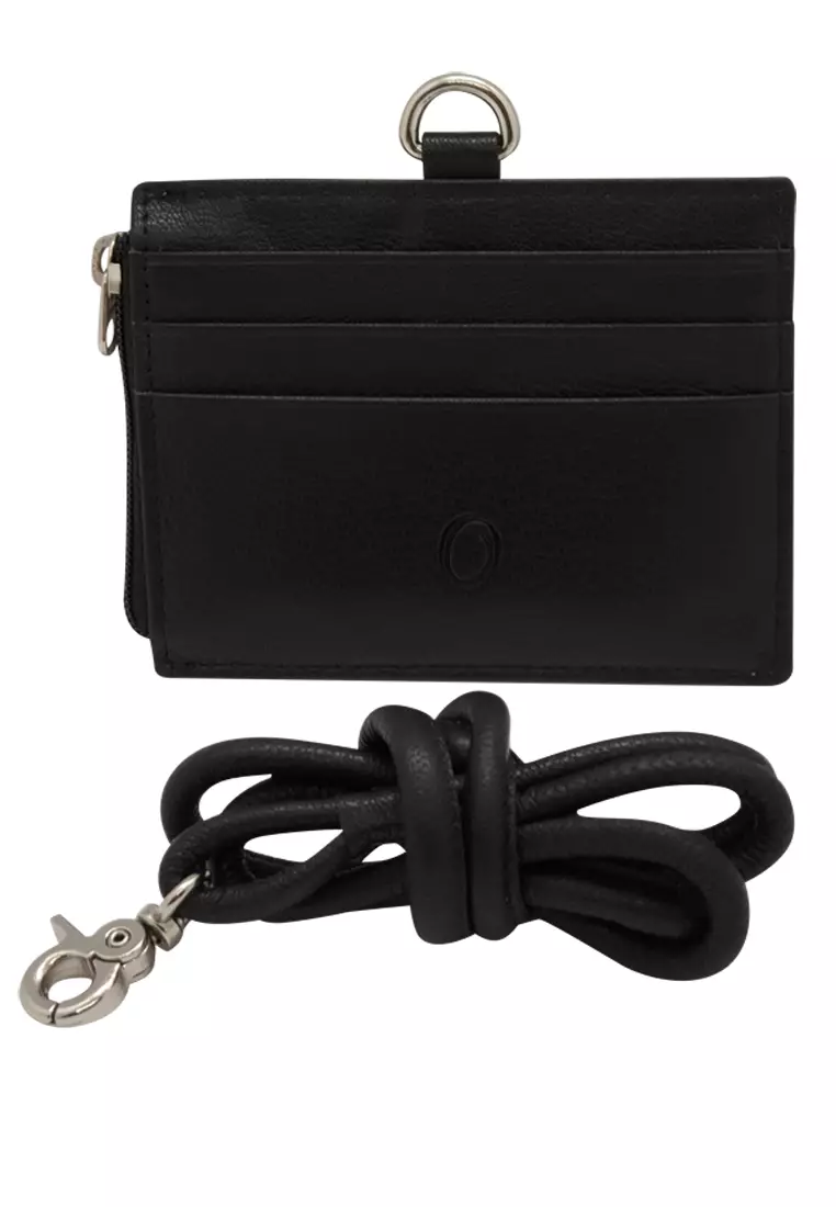 Oxhide Leather Lanyard / ID card holder - JG4164LS -BLK