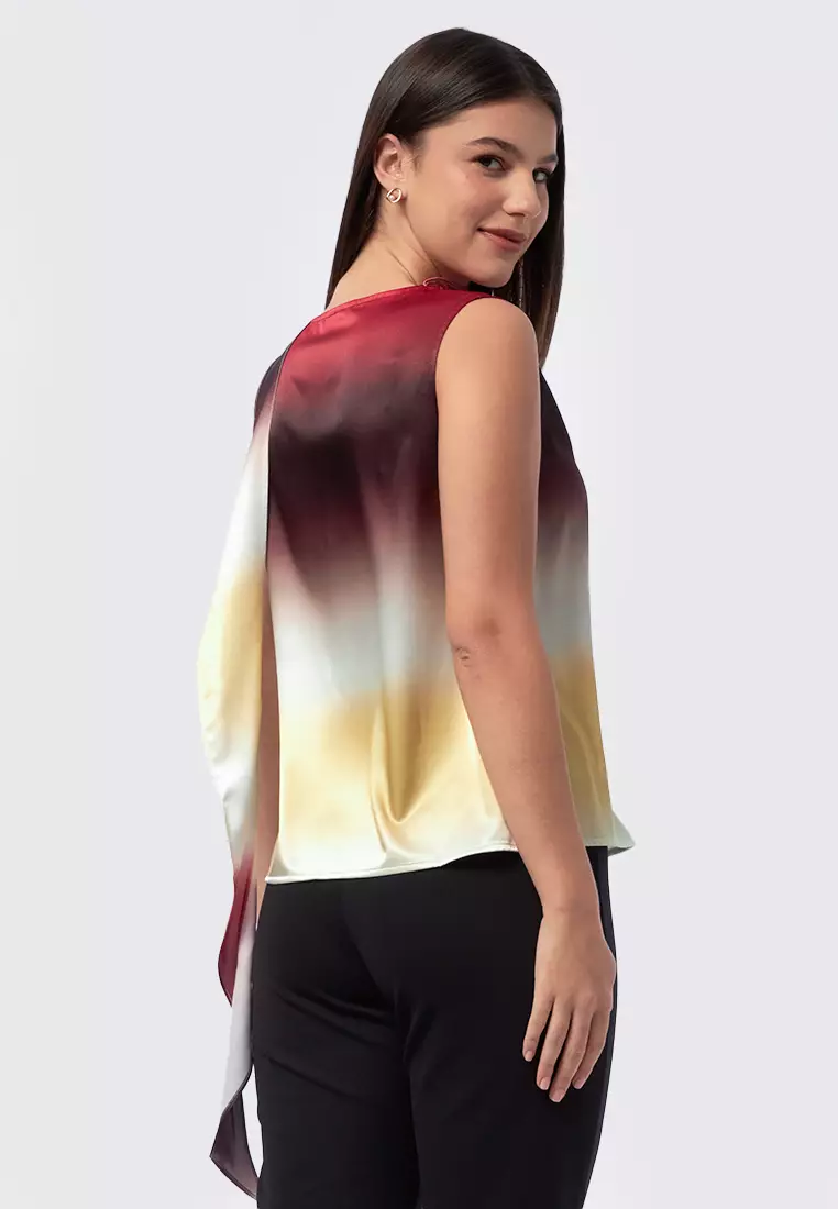 Printed Neck Tie Sleeveless Top