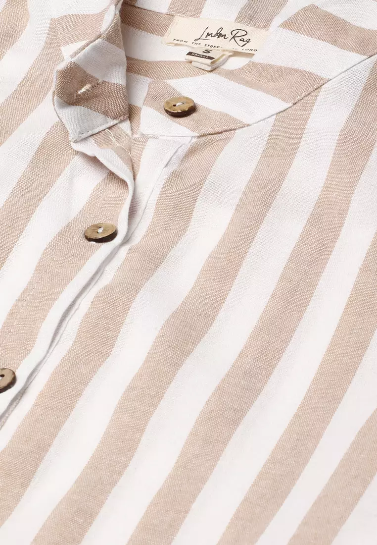 Khaki Striped Long Sleeve Shirt