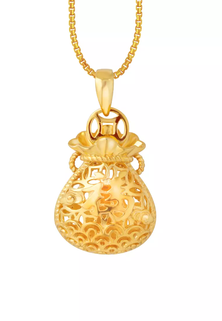 TOMEI Money Bag Pendant, Yellow Gold 916