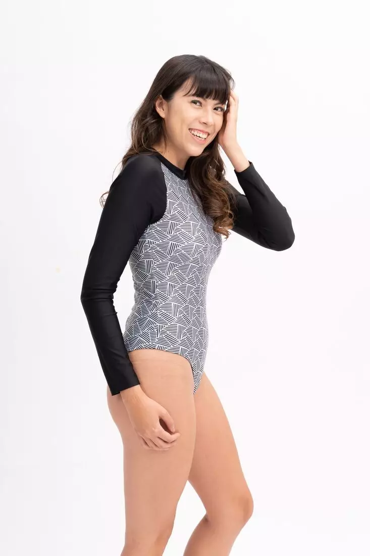 Buy August Society Sanya Long Sleeve One Piece - Black / Tile Online