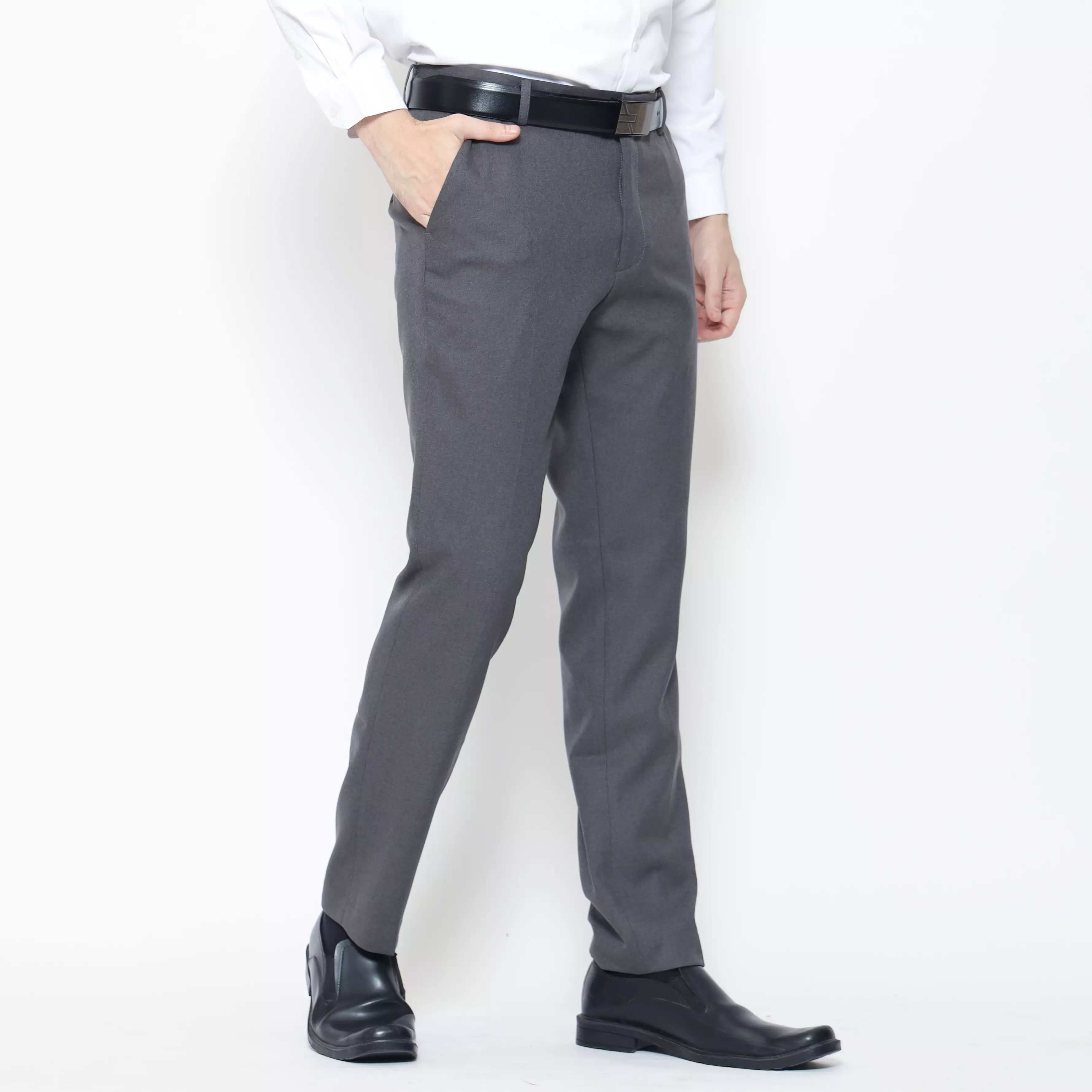 Lawell Celana Panjang Pria Grey | ORTIZ | Celana Formal Slim Fit Fit 4-Way Stretch Poly Premium