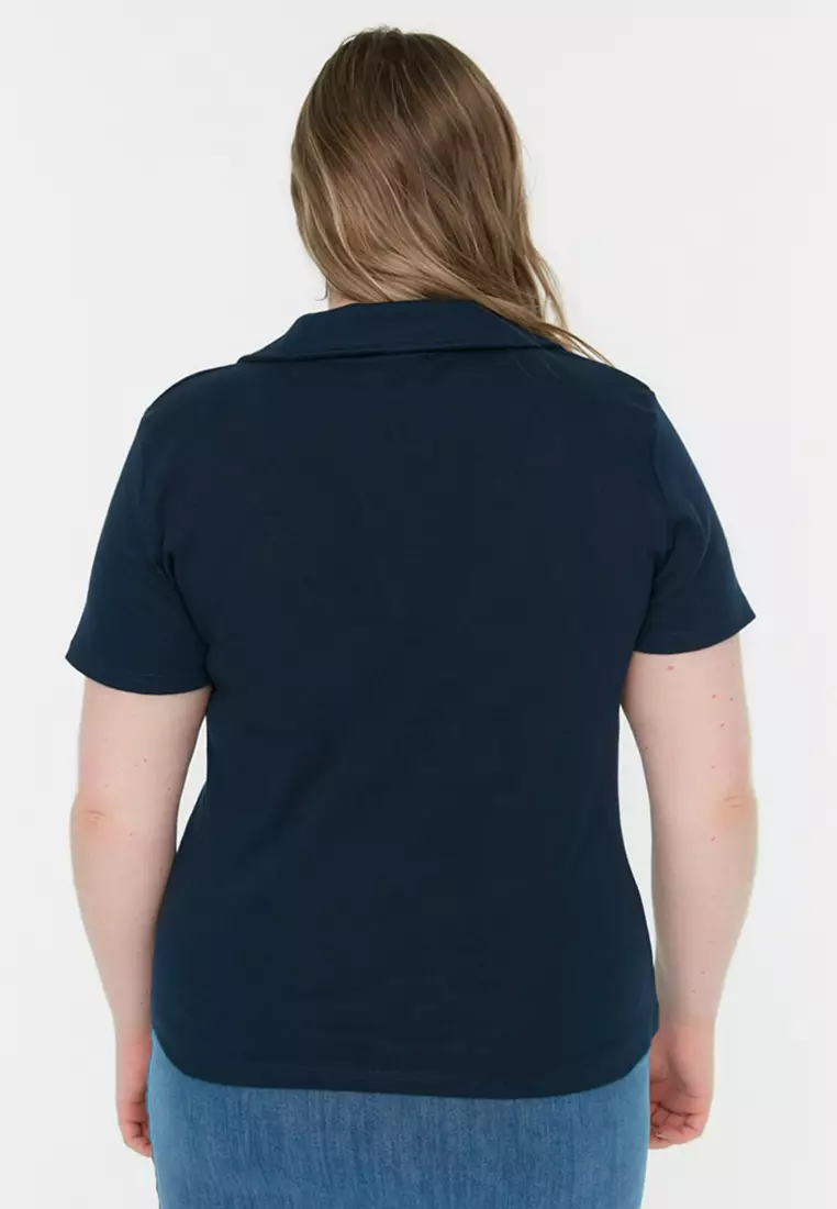 Plus Size Knitted Polo Shirt