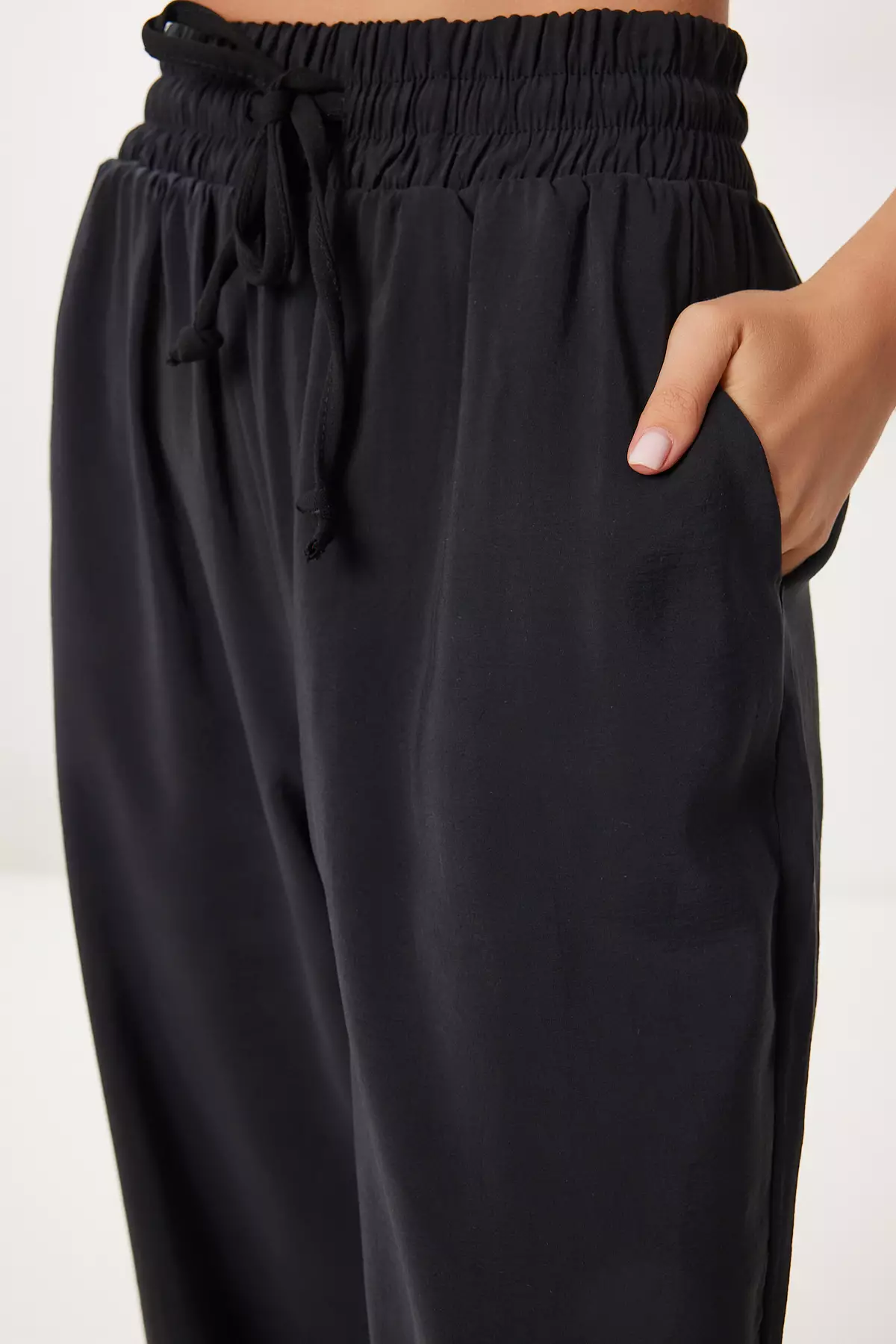 Women's Black Wide Leg Summer Modal Trousers Bv00157