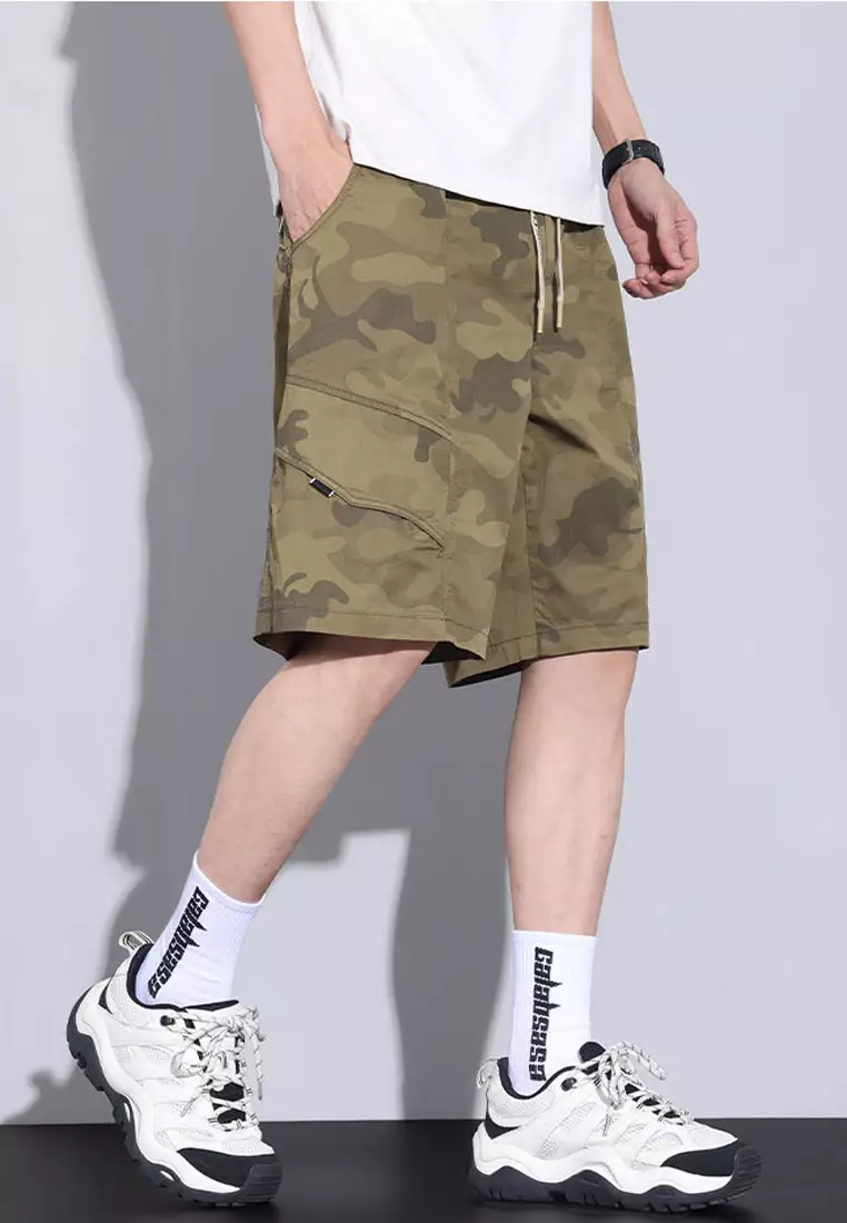 Camo Drawstring Casual Shorts