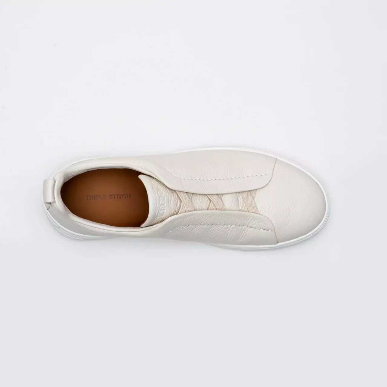 Triple Stitch Deerskin Sneakers Off White