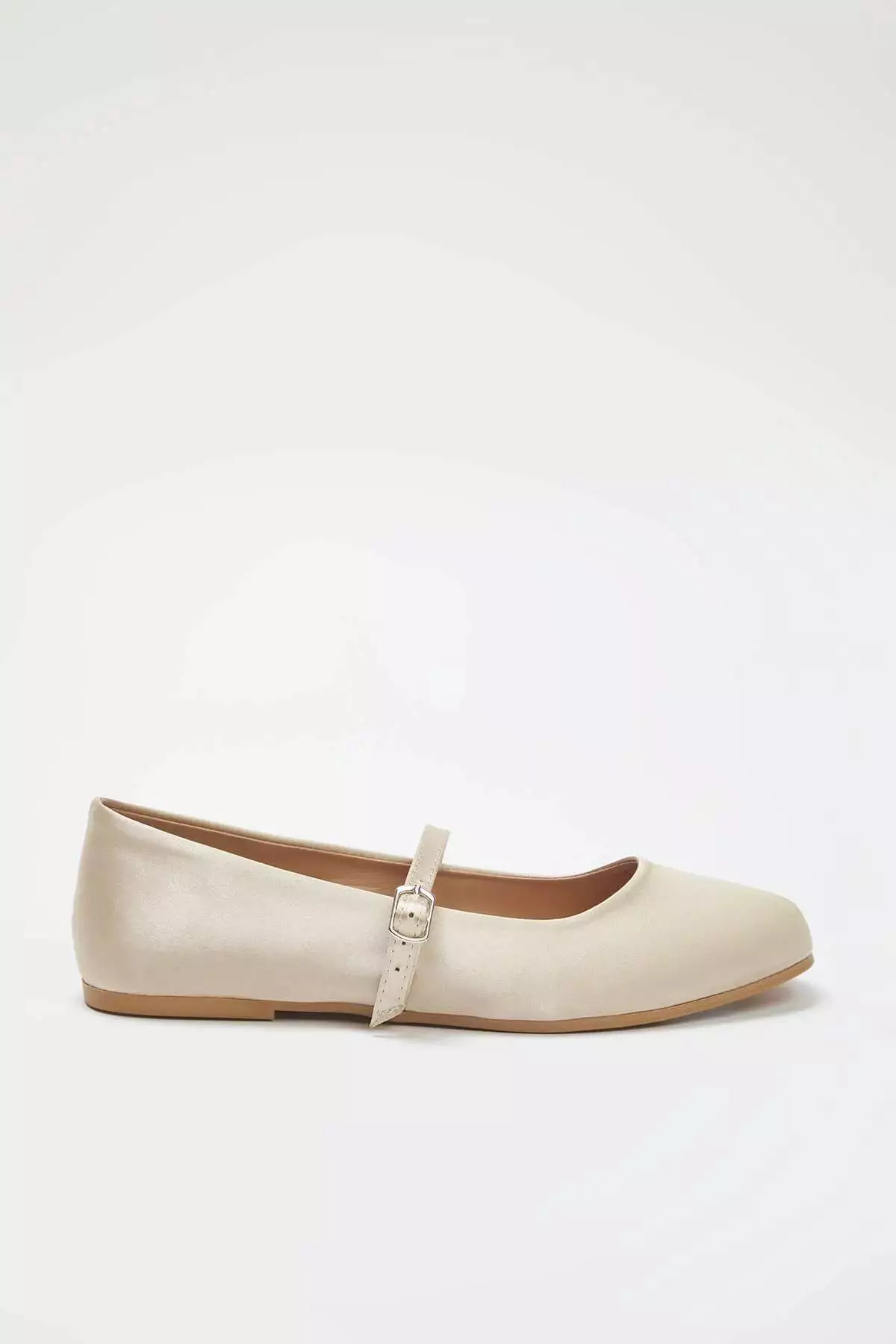 Vanilla Satin Mary Jane, Banded Almond Toe Shoes, Women's Ballerinas Takaw25Be00005