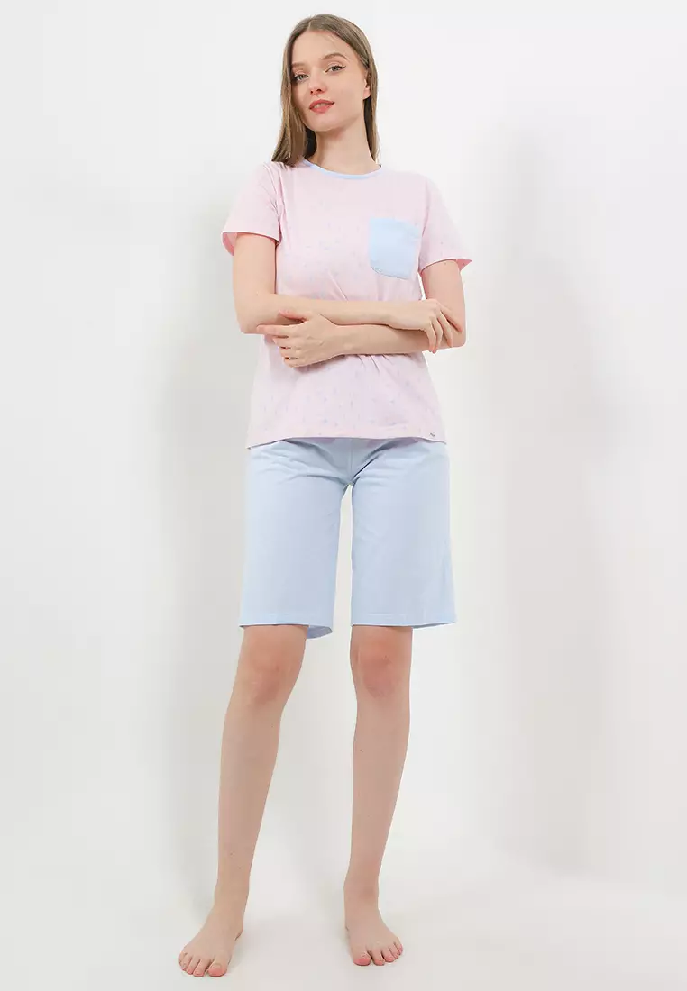 Pyjama Pijama Baju Tidur Short Sleeve Short Pants Sleepwear