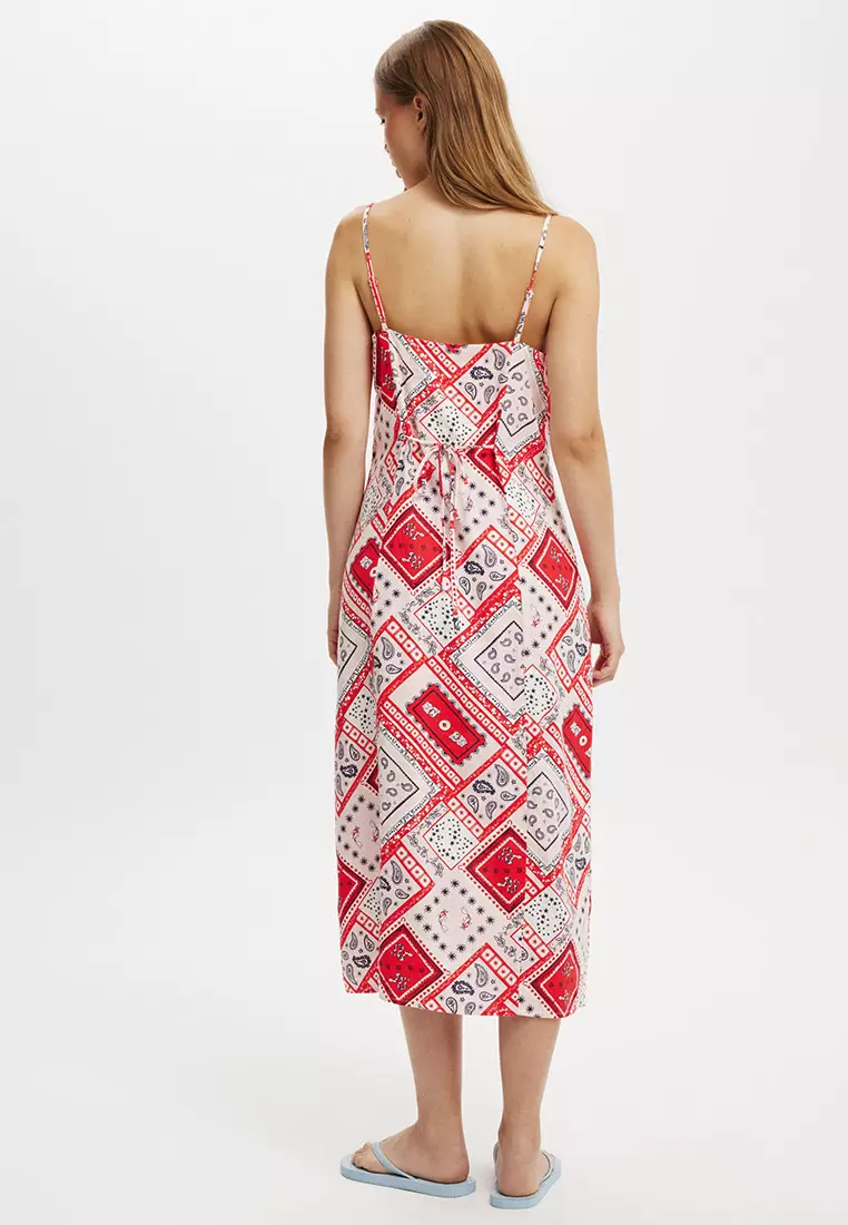 Haven Straight Neck Slip Midi Dress