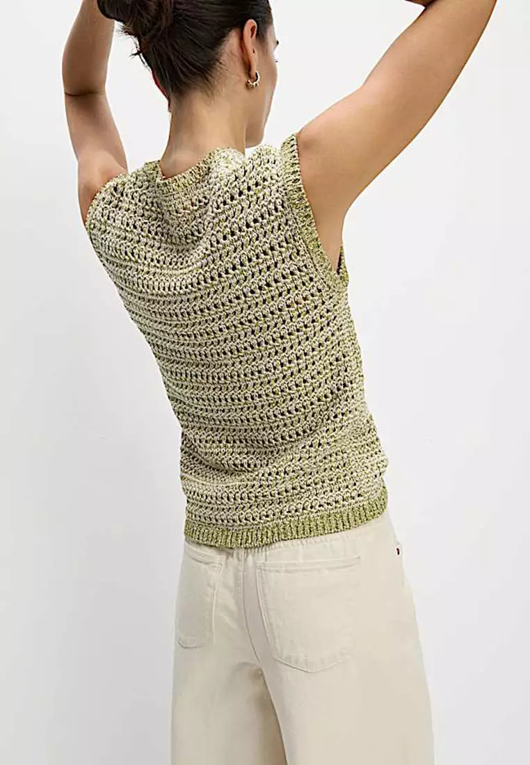 Crew Neck Slim Fit Knitted Vest With Cotton