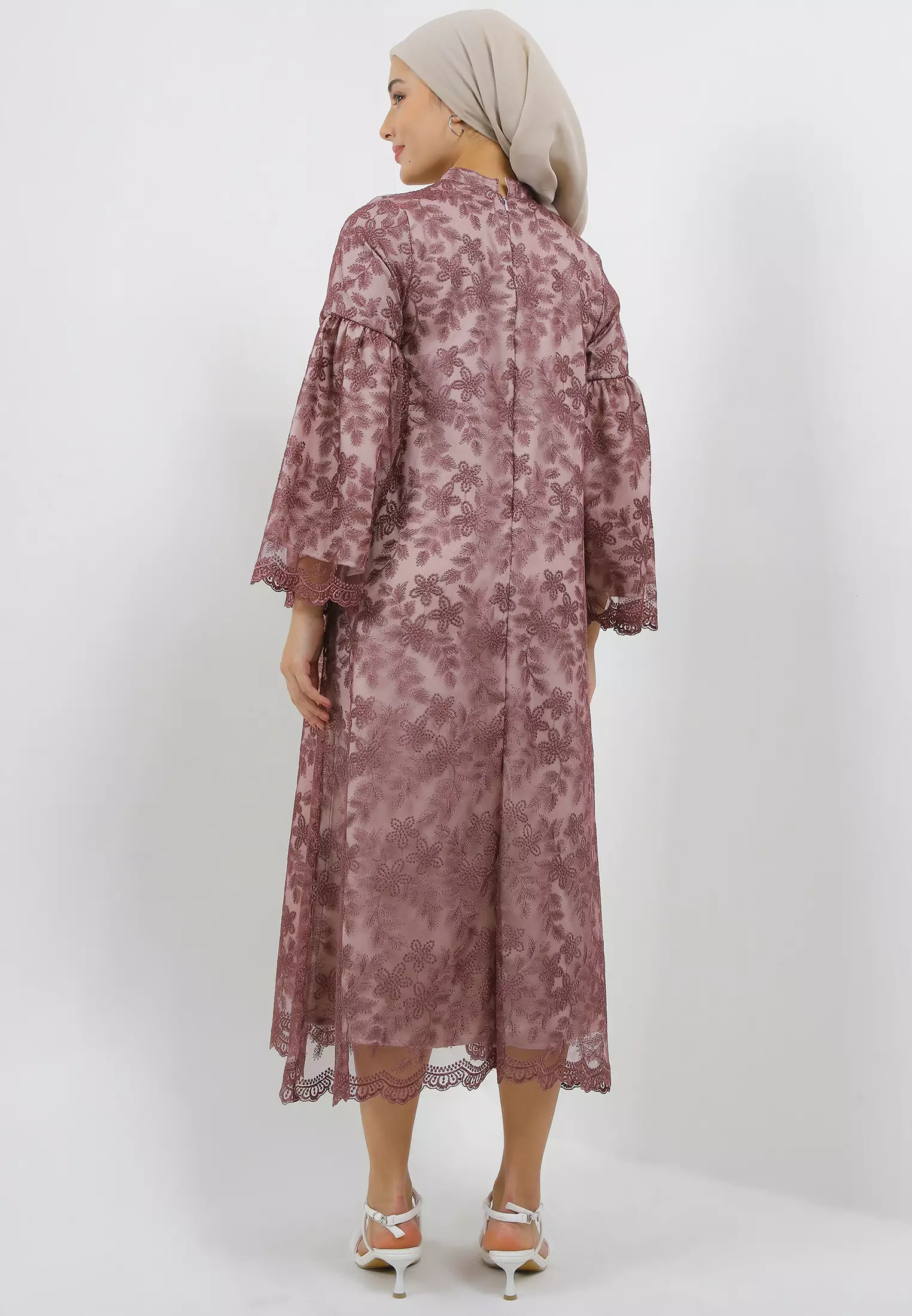 MFMW Nurbaiti Dress Gamis Brukat Maroon