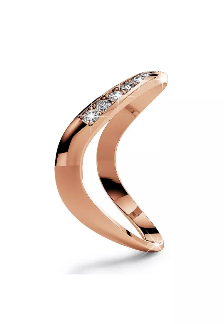 Contortion Ring in Rose Gold Embellished with Swarovski crystals