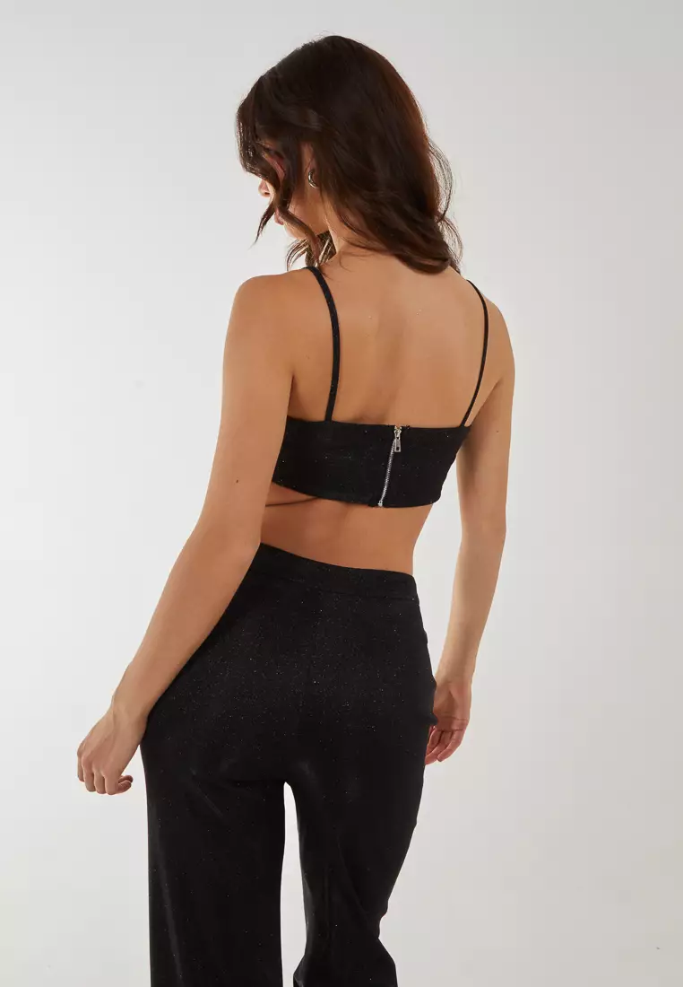 Pink Vanilla Black Metallic Crop Top