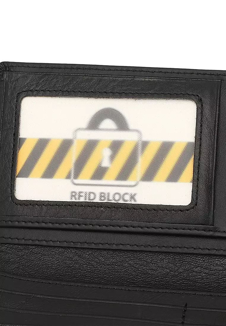 Men's Genuine Leather RFID Blocking Bi Fold Wallet  (Dompet Bi Fold Pria Kulit Genuine RFID Blocking) - Hitam