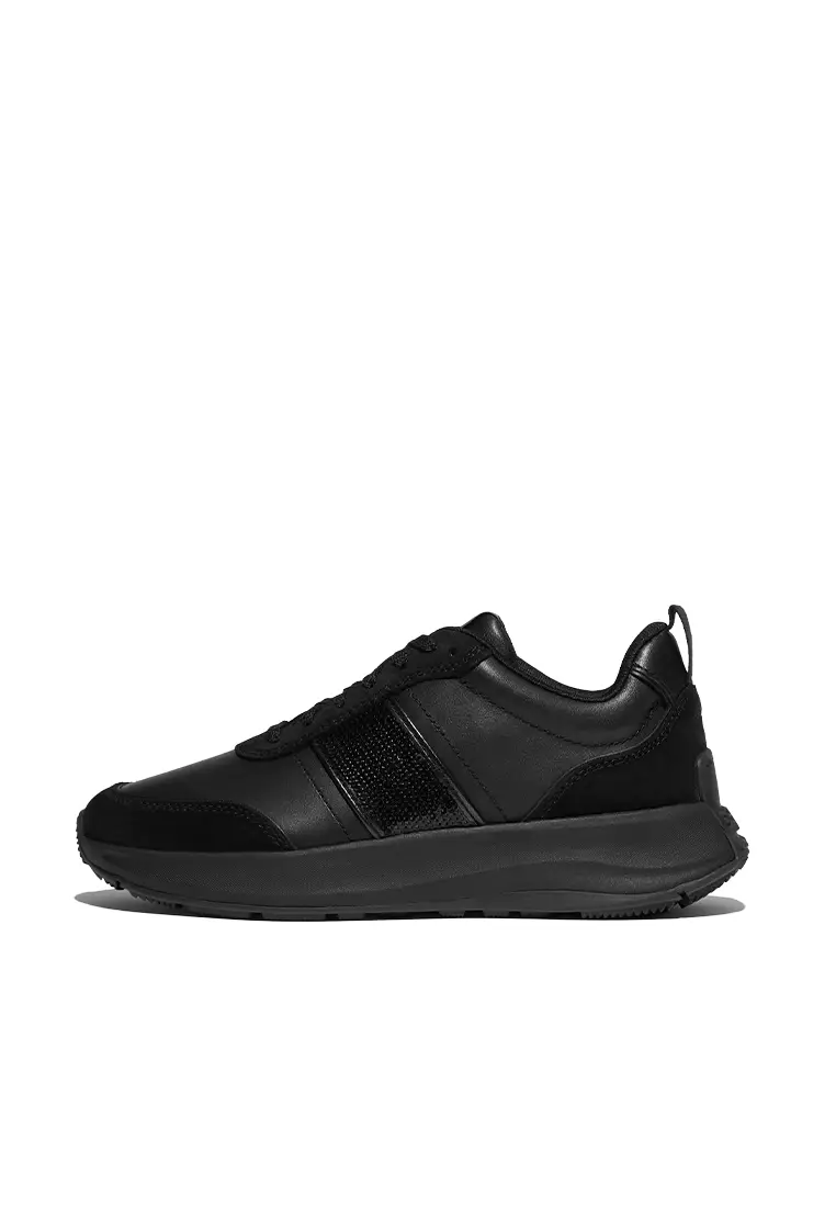 FITFLOP F-Mode Flow Sequin Suede/Leather Flatform Sneakers