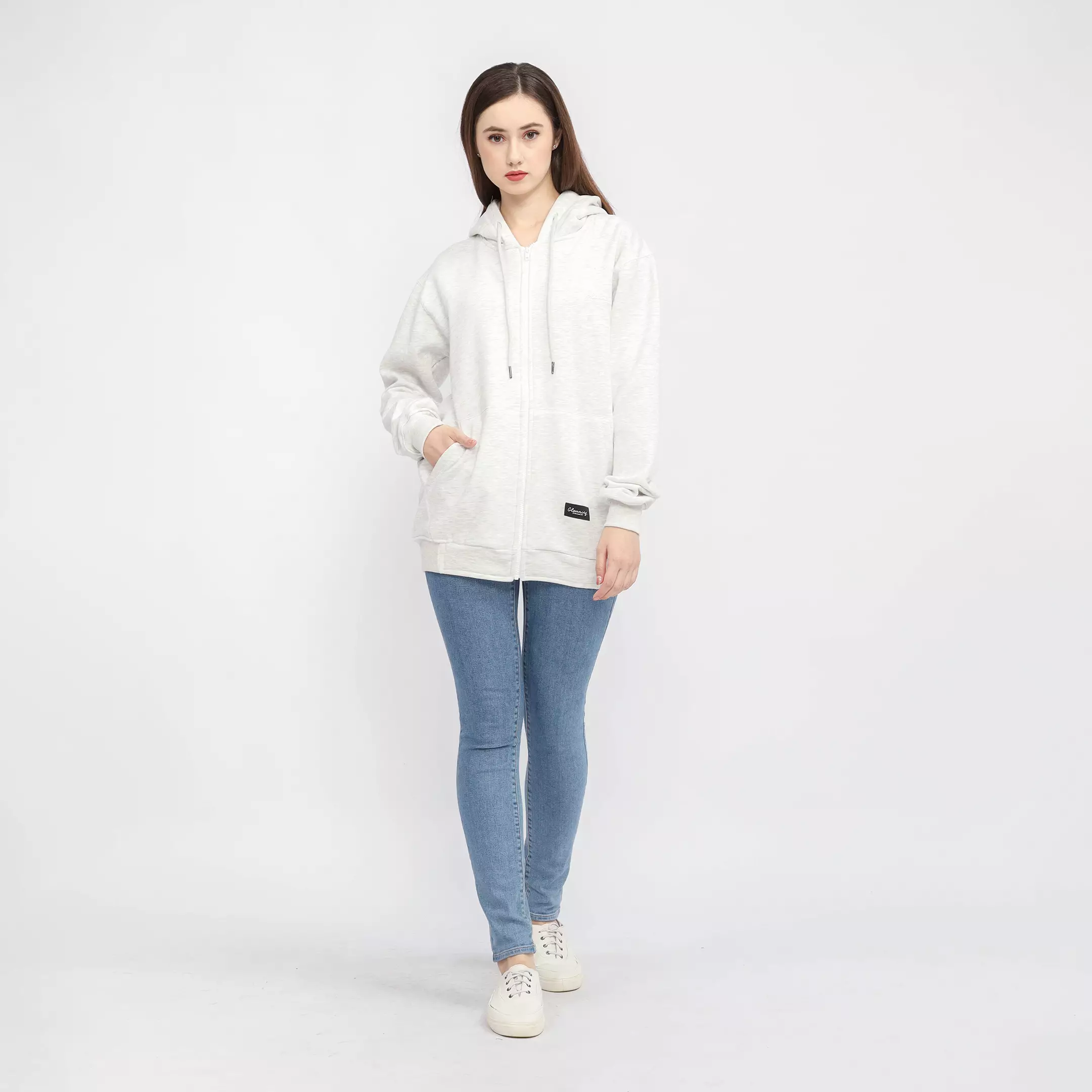 Zipper Hoodie Jacket White