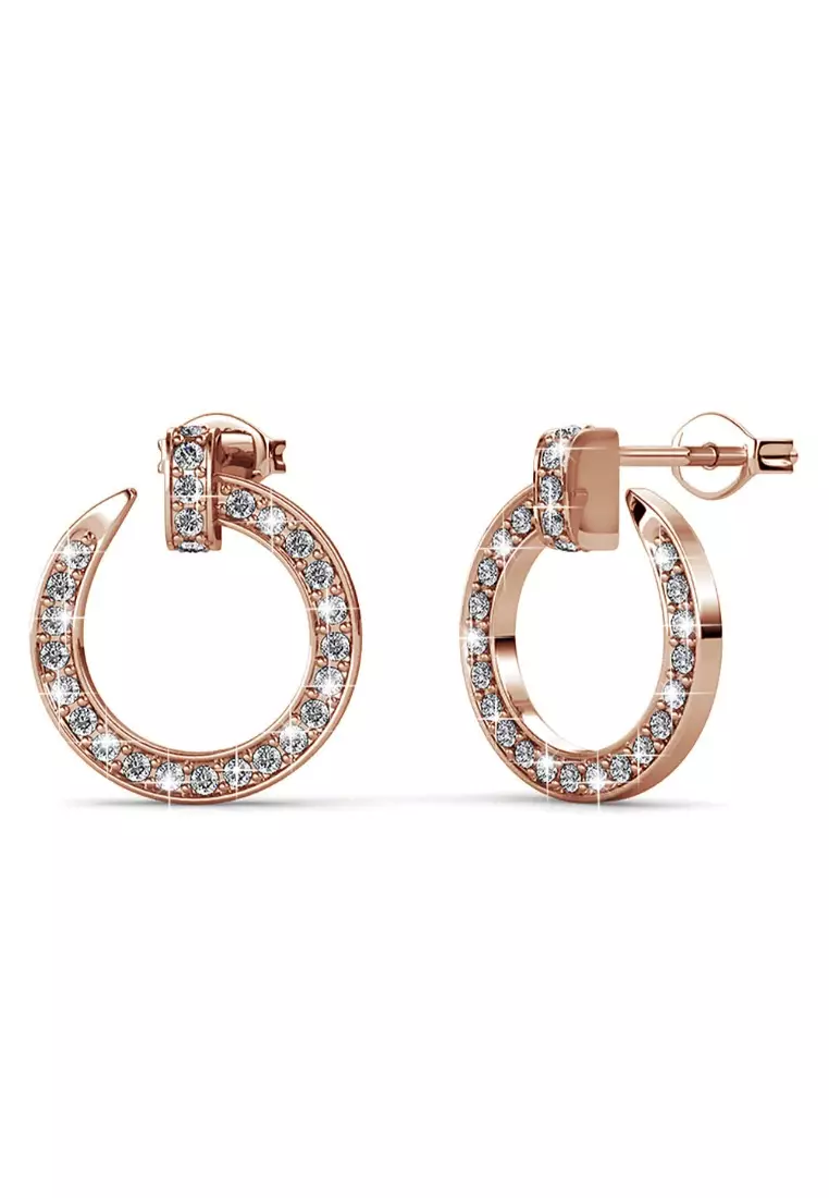 Buy Krystal Couture Rose Gold Dazzling Pave Set Open Circle Stud